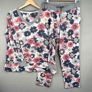 Secret Treasures Sleep Lounge Set Pajama Floral Sz M 8-10  Long Sleeve Soft